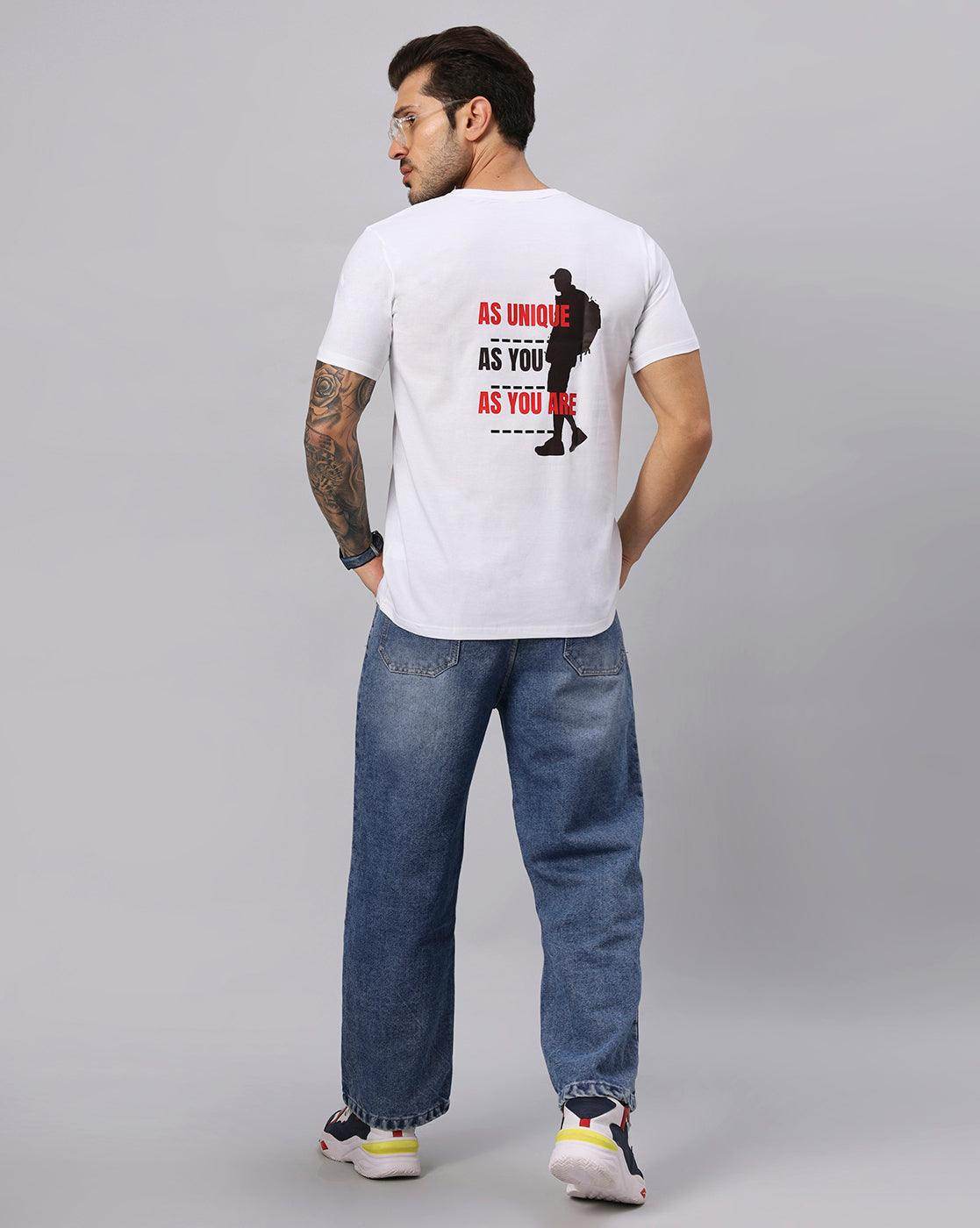 Men's Regular White T-shirt - URBANICE