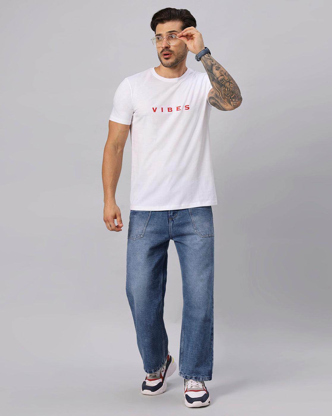 Men's Regular White T-shirt - URBANICE