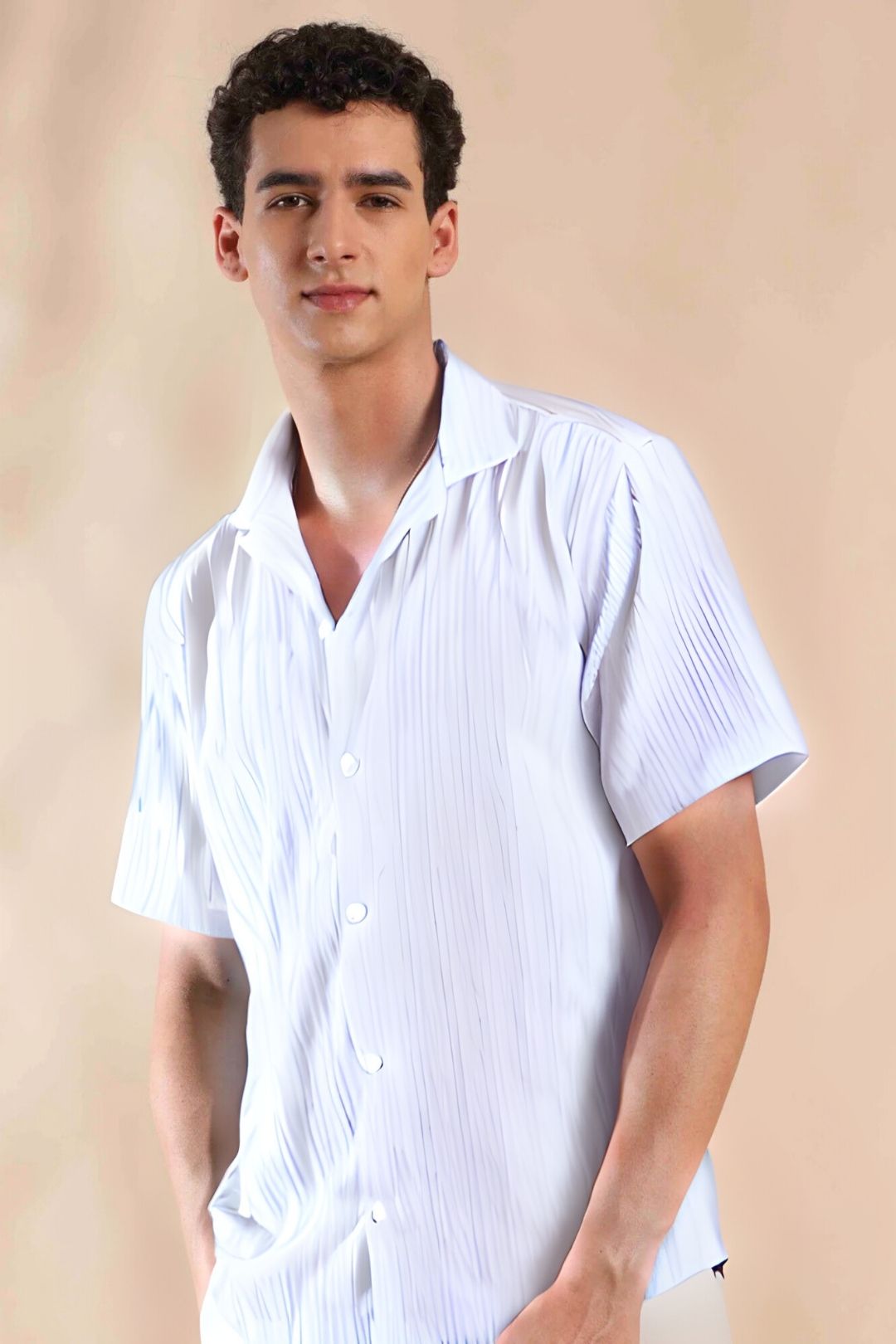 Men's Black Half Sleeve Light Weight Texture Shirt
