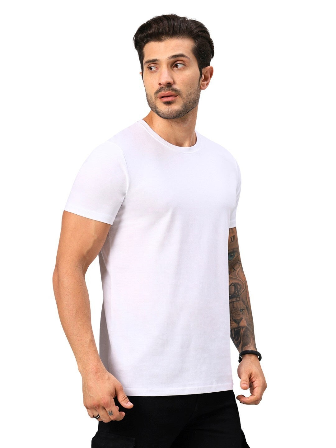 Men's White Solid Regular Fit Cotton T-shirt