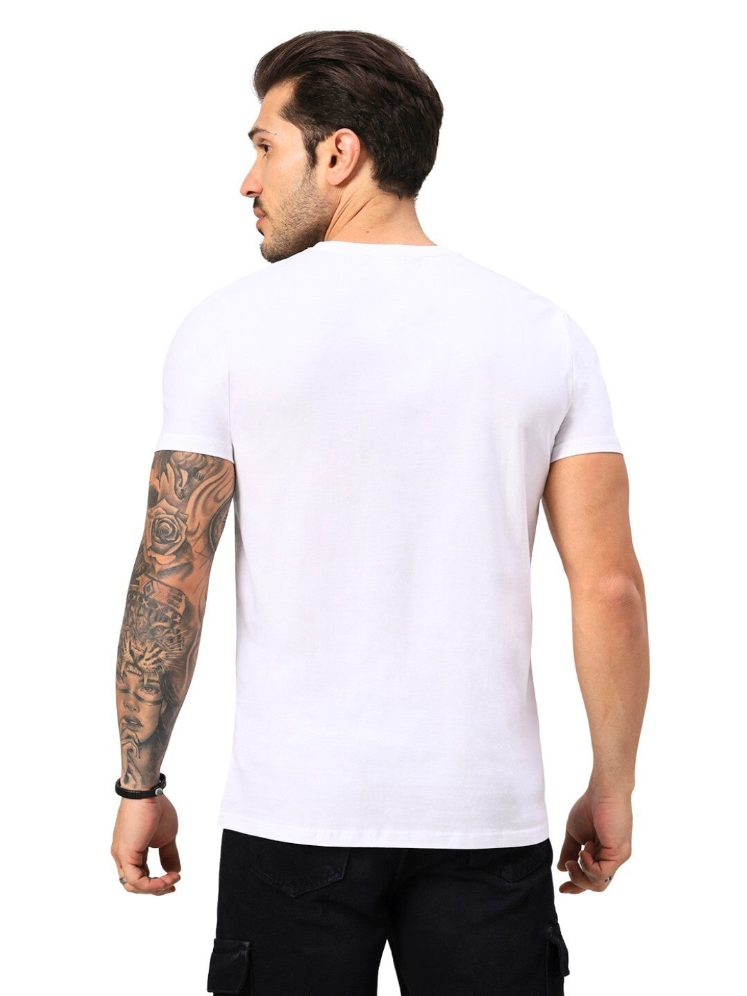 Men's White Solid Regular Fit Cotton T-shirt