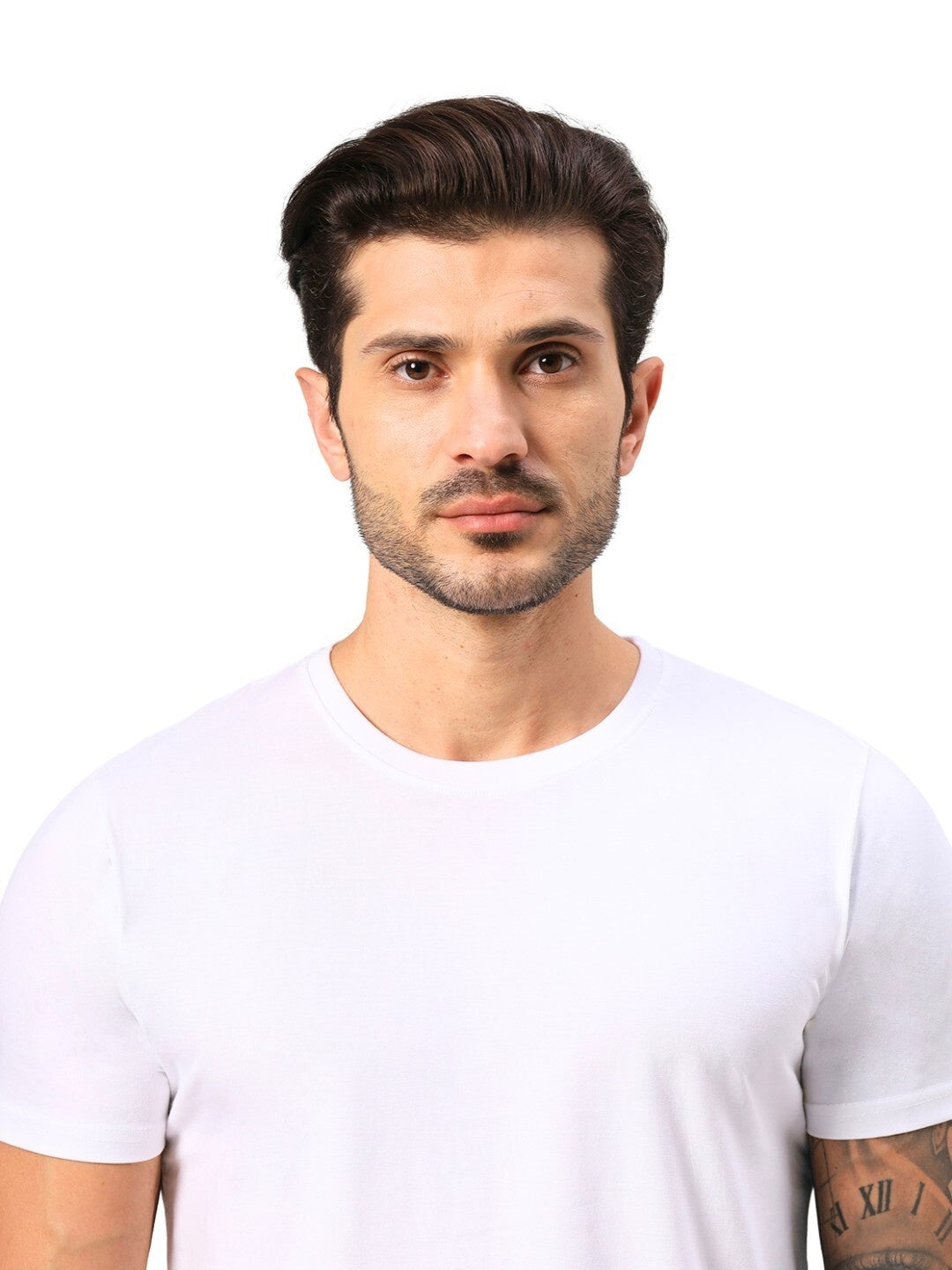 Men's White Solid Regular Fit Cotton T-shirt
