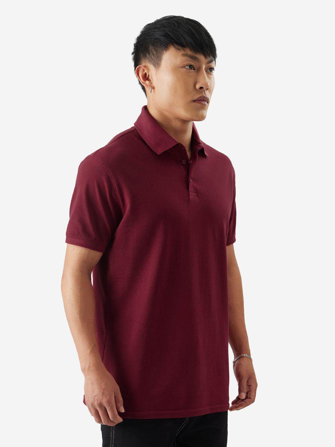 Men's Maroon Polo Cotton Matty T-Shirt, - URBANICE