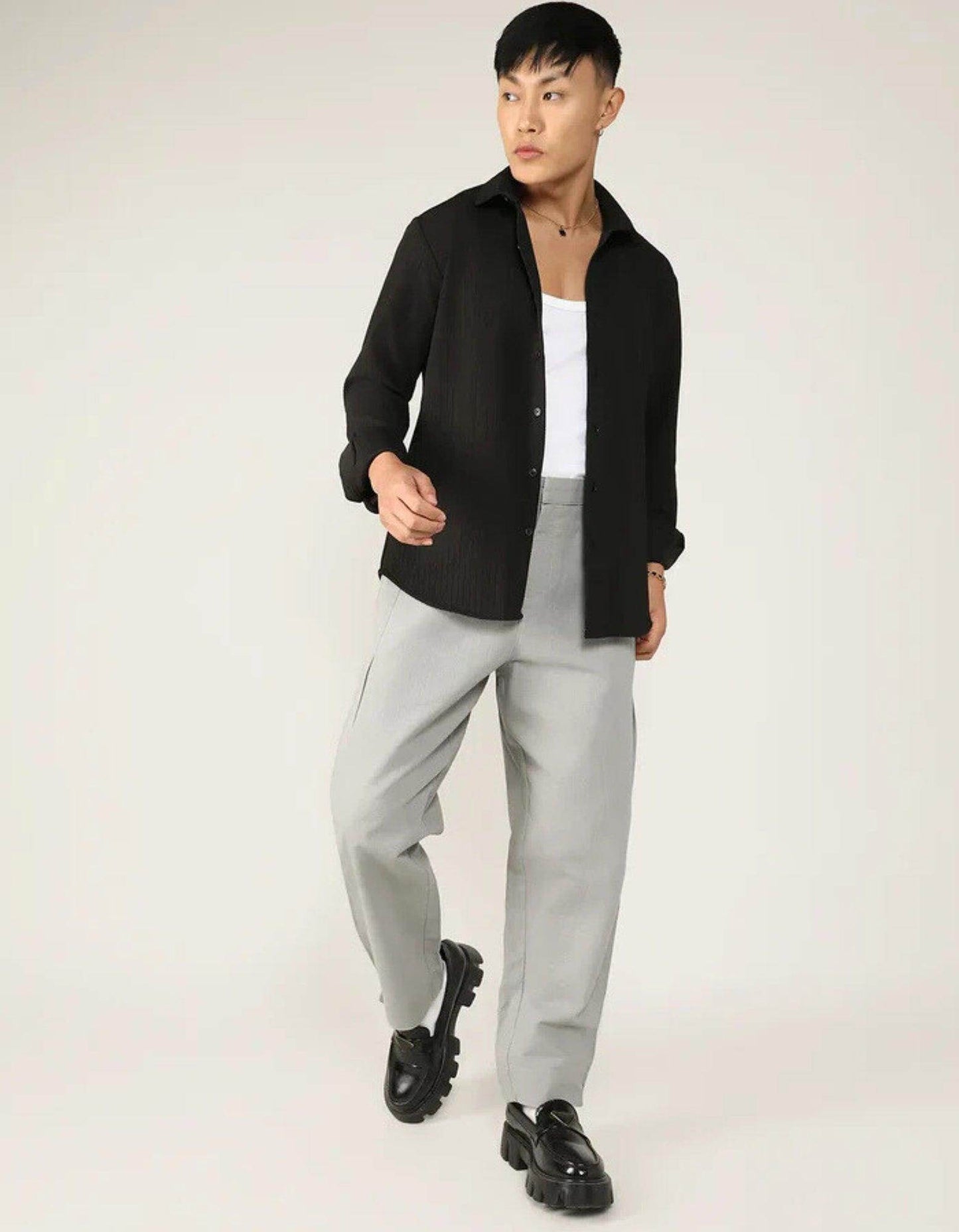 Men's Black Slim Fit Shirt - URBANICE