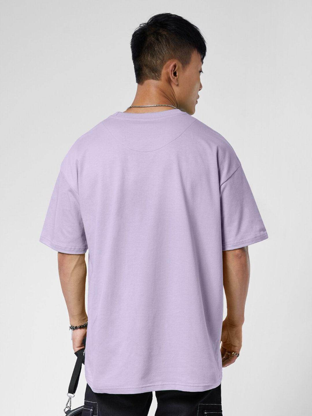 Men's Lavender Oversized T-Shirt with Drop Shoulder - URBANICE