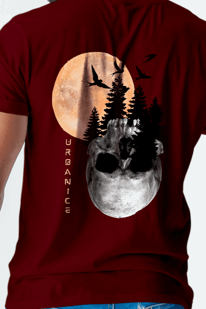Regular Men Moon Skull Printed Tshirt - URBANICE