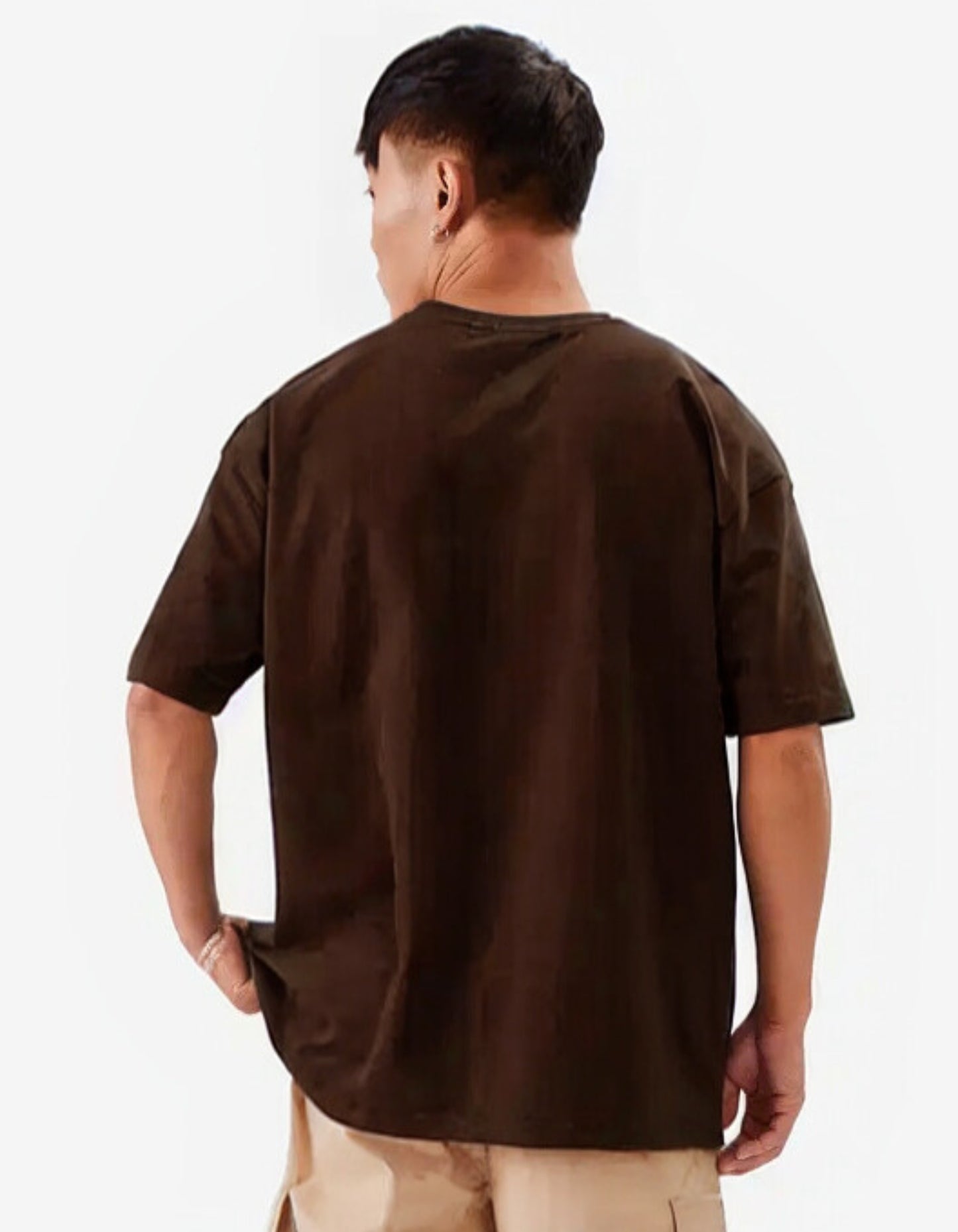 Men's Brown Oversized T-Shirt with Drop Shoulder