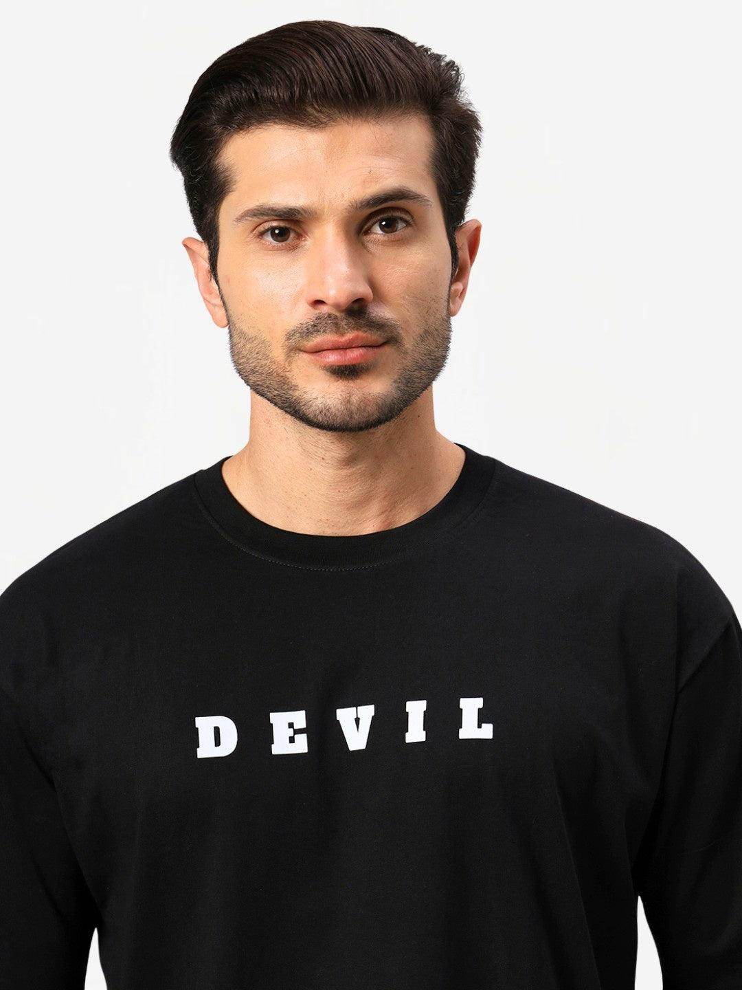 Men's Black Devil Aesthetic Graphic Oversized T-Shirt - URBANICE