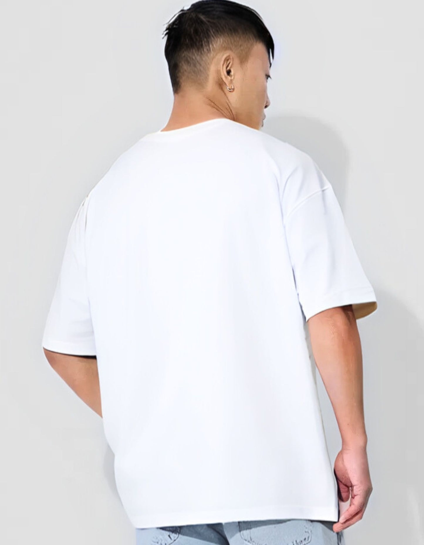 Men’s White Oversized T-shirt with Cute Ghost Print