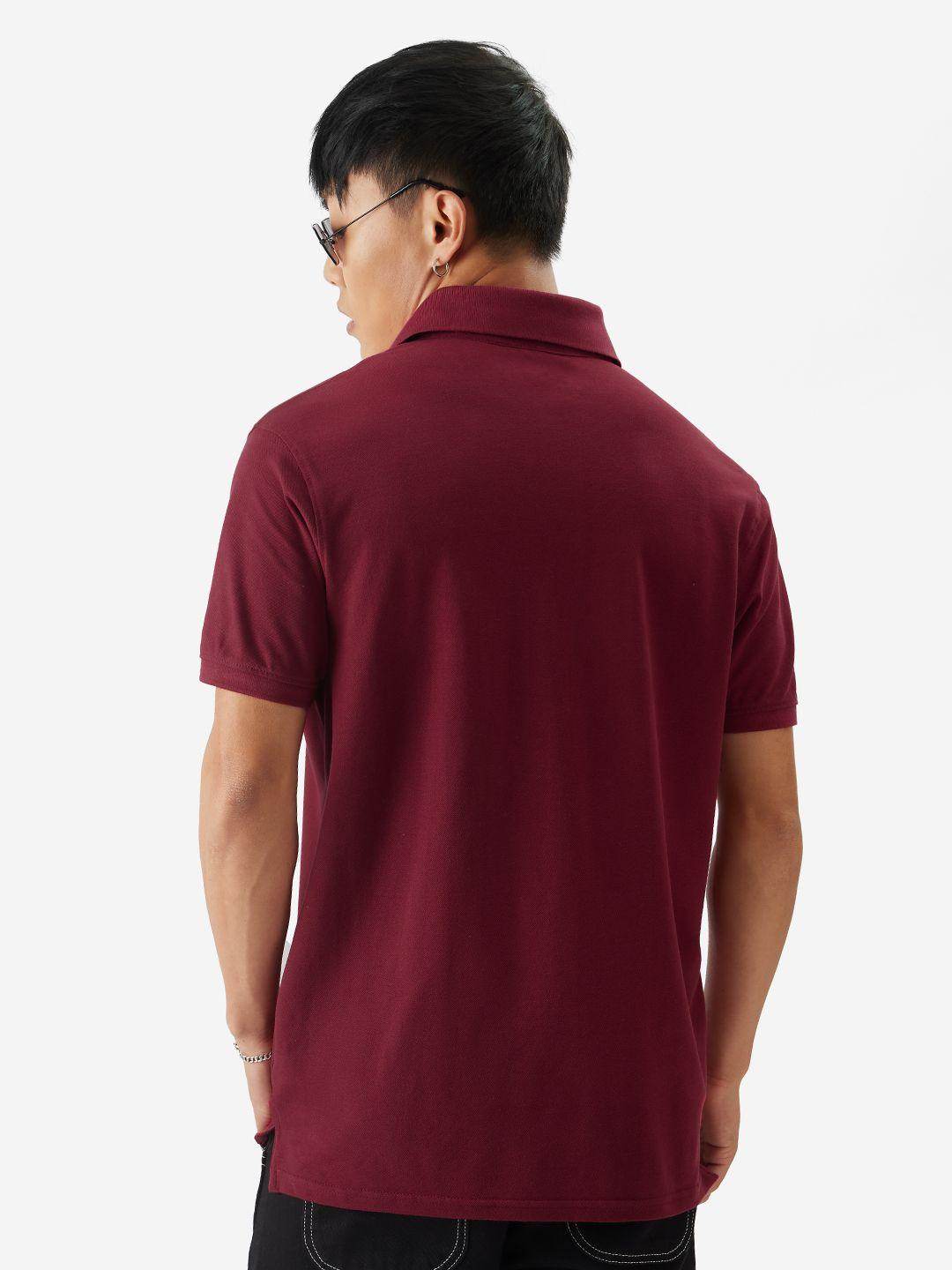 Men's Maroon Polo Cotton Matty T-Shirt, - URBANICE