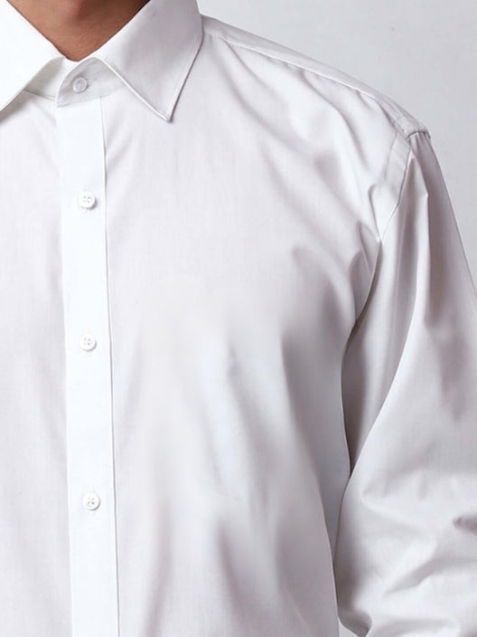 Men White Cotton Button Down Solid Shirt