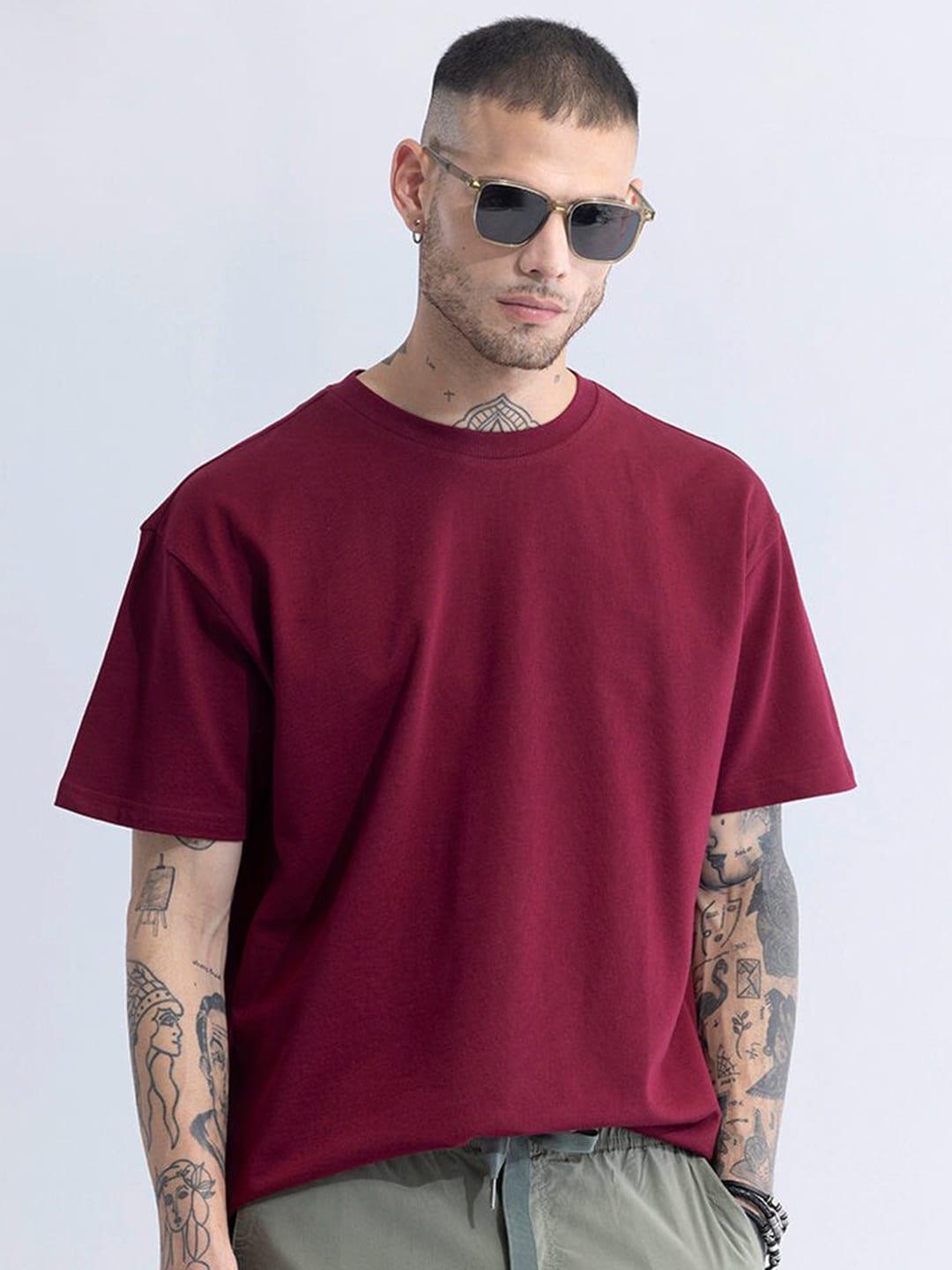 Solid RedWine Oversize Men Tshirt for top comfort and style