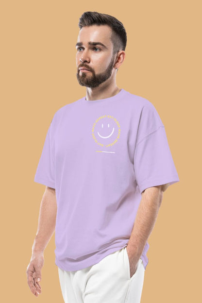 MEN'S URBANICE LAVENDER POSITIVE EMOJI OVERSIZE TSHIRT FRONT DESIGN 