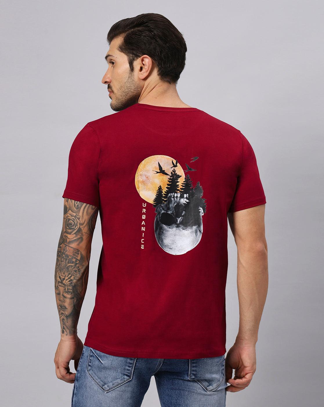 Regular Men Moon Skull Printed Tshirt - URBANICE