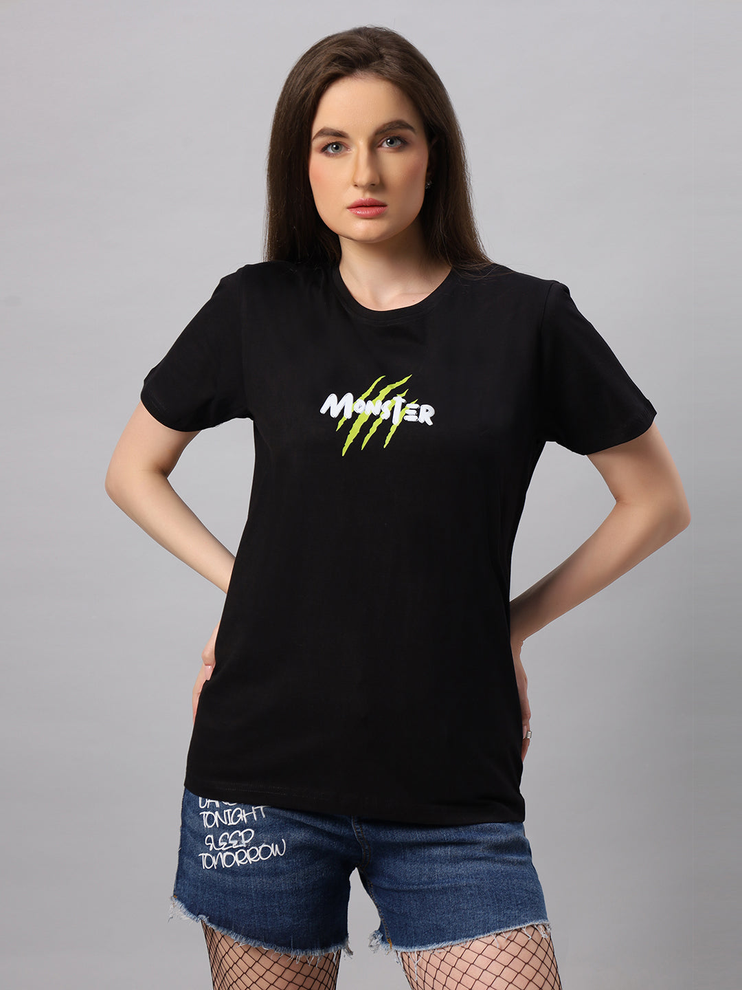 Women Regular Monster Graphic Printed Tshirt - URBANICE