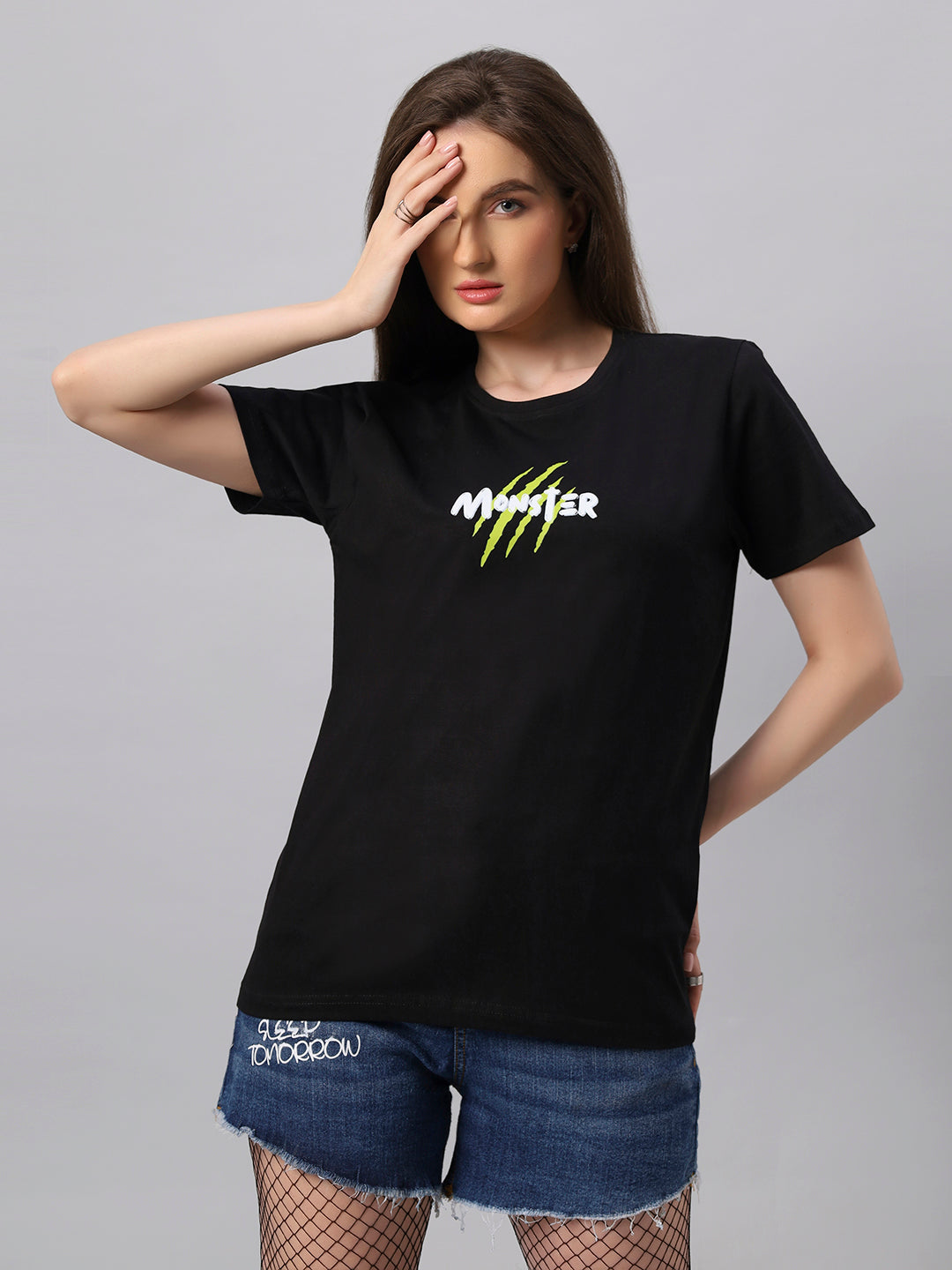 Women Regular Monster Graphic Printed Tshirt - URBANICE