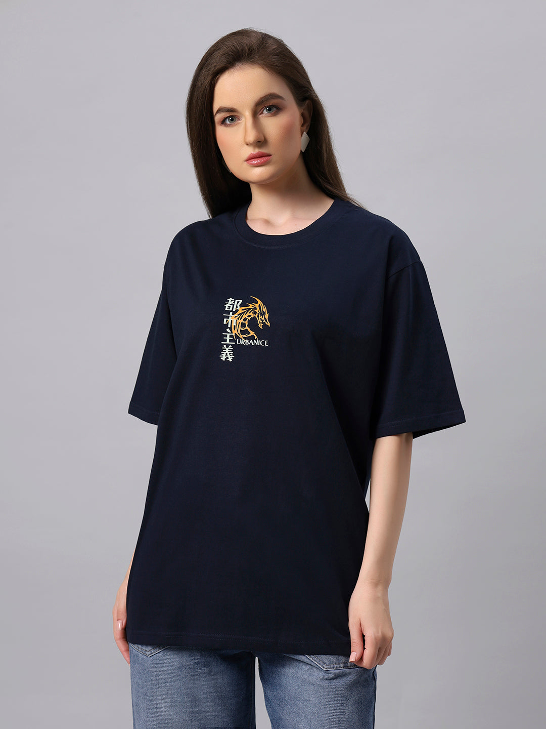 Women 8 Dragon Graphic Printed Oversize T-shirt - URBANICE