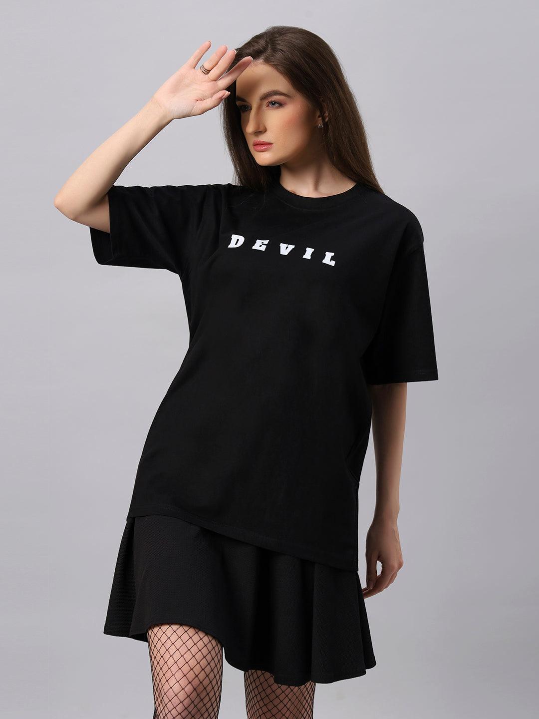 Women Devil Aesthetic Graphic Printed Oversize T-shirt - URBANICE