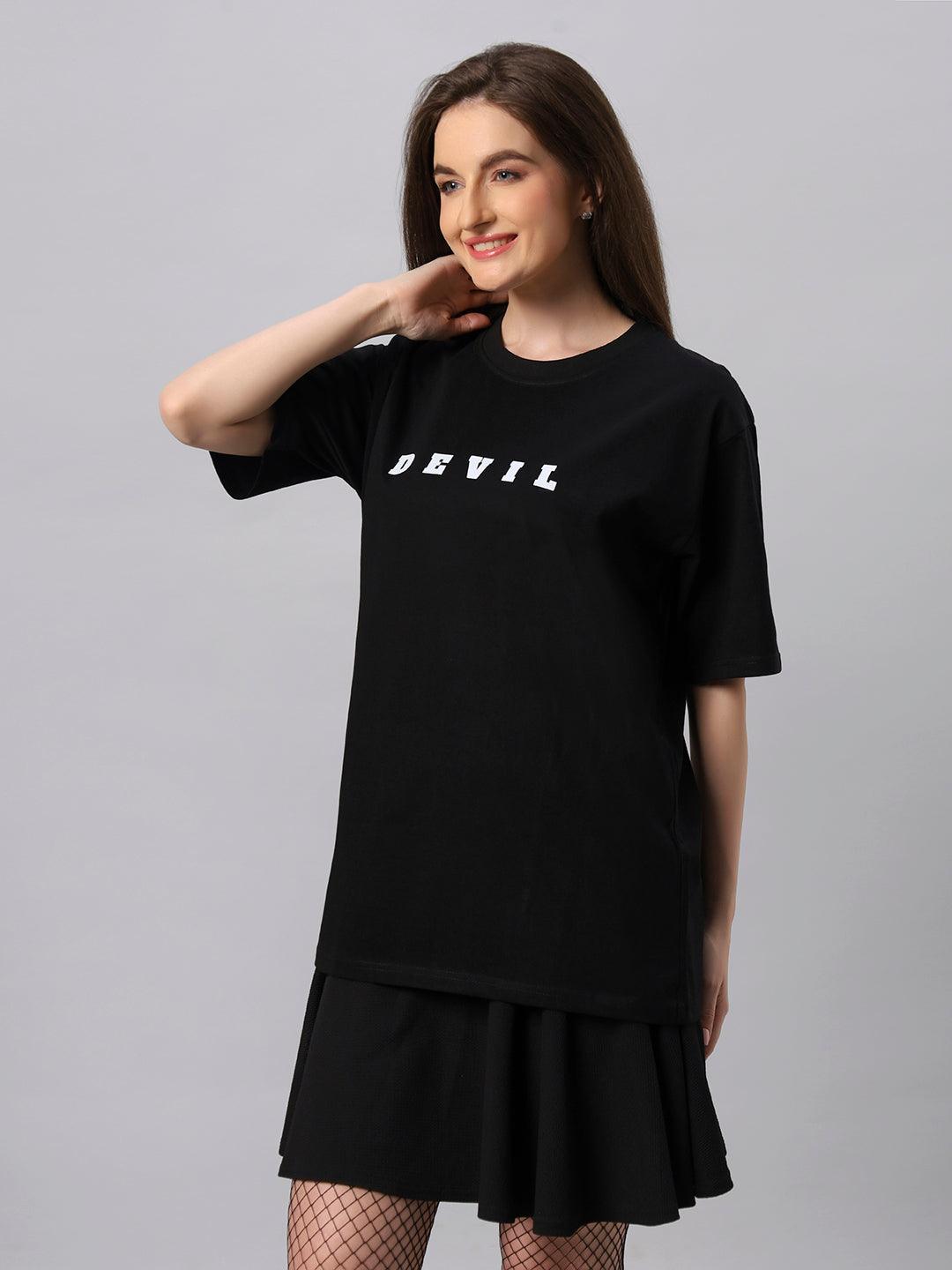 Women Devil Aesthetic Graphic Printed Oversize T-shirt - URBANICE