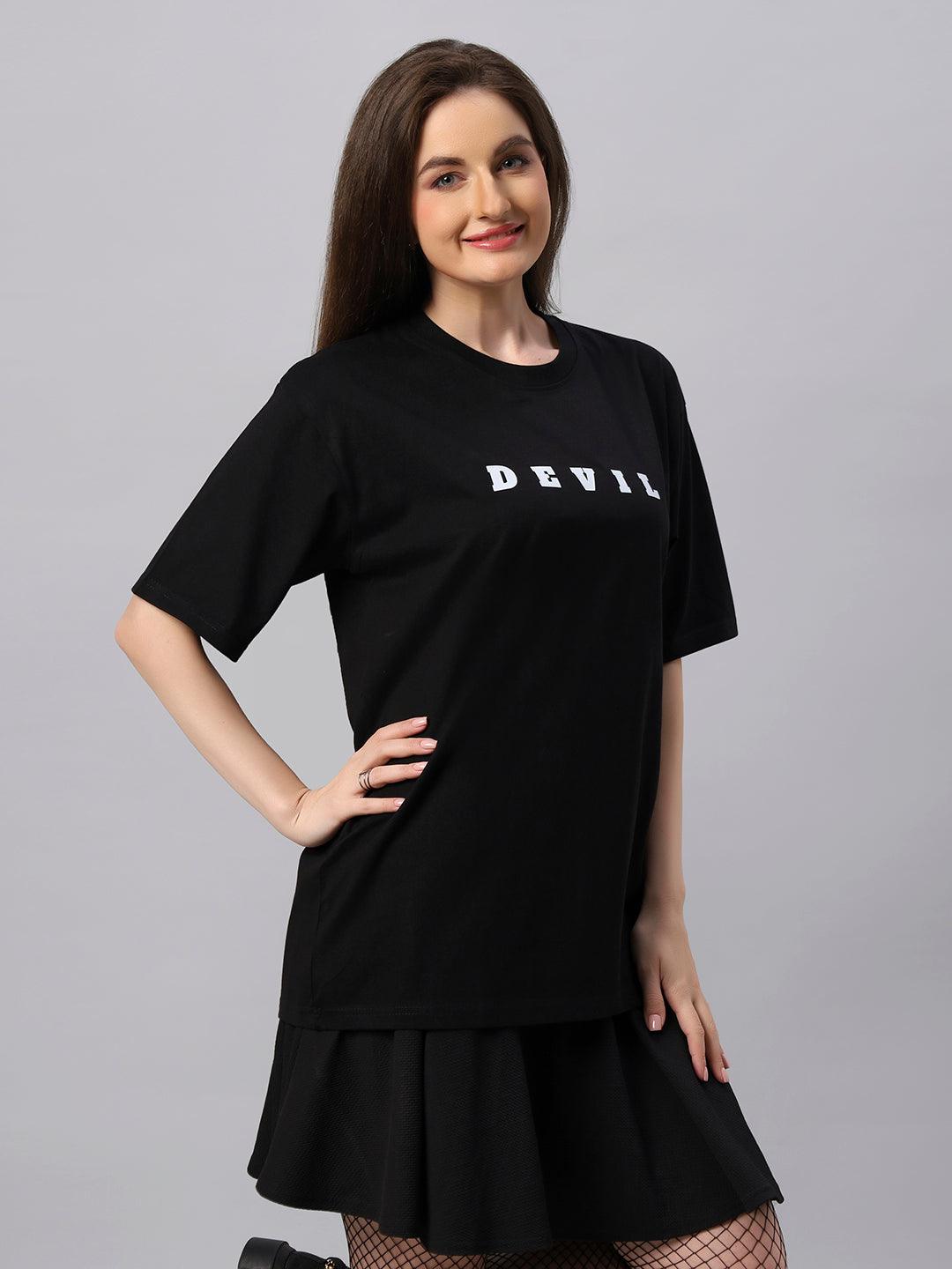 Women Devil Aesthetic Graphic Printed Oversize T-shirt - URBANICE