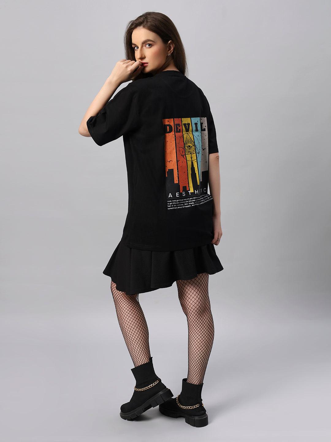 Women Devil Aesthetic Graphic Printed Oversize T-shirt - URBANICE