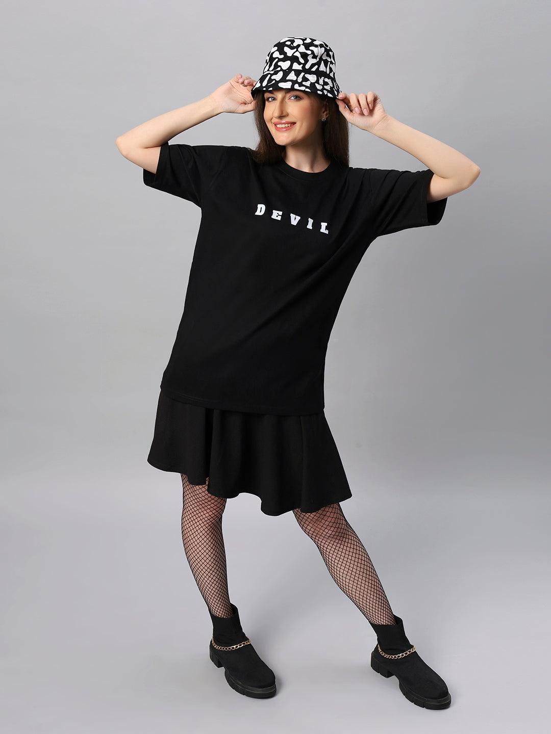 Women Devil Aesthetic Graphic Printed Oversize T-shirt - URBANICE