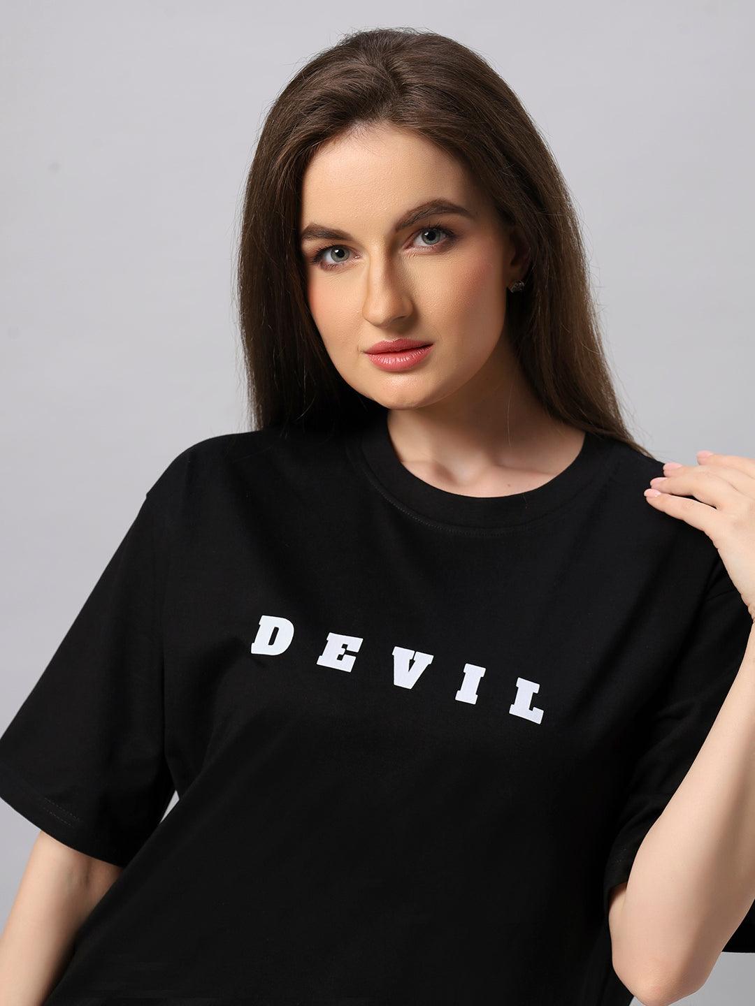 Women Devil Aesthetic Graphic Printed Oversize T-shirt - URBANICE