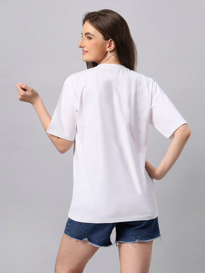 Women White Game Over Graphic Printed Oversize T-shirt - URBANICE