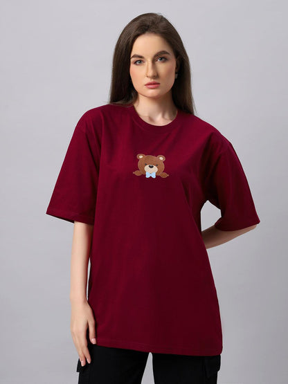 Women Teddy Vibes Graphic Printed Oversize T-shirt - URBANICE