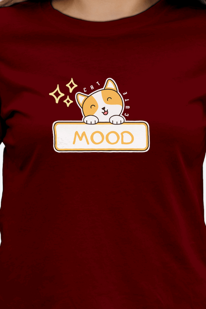 Regular Women Mood Cat Graphic Printed T-shirt