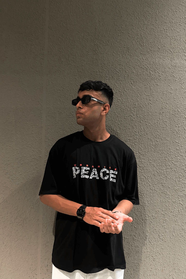 Men's Peace Graphic Printed Oversize T-shirt