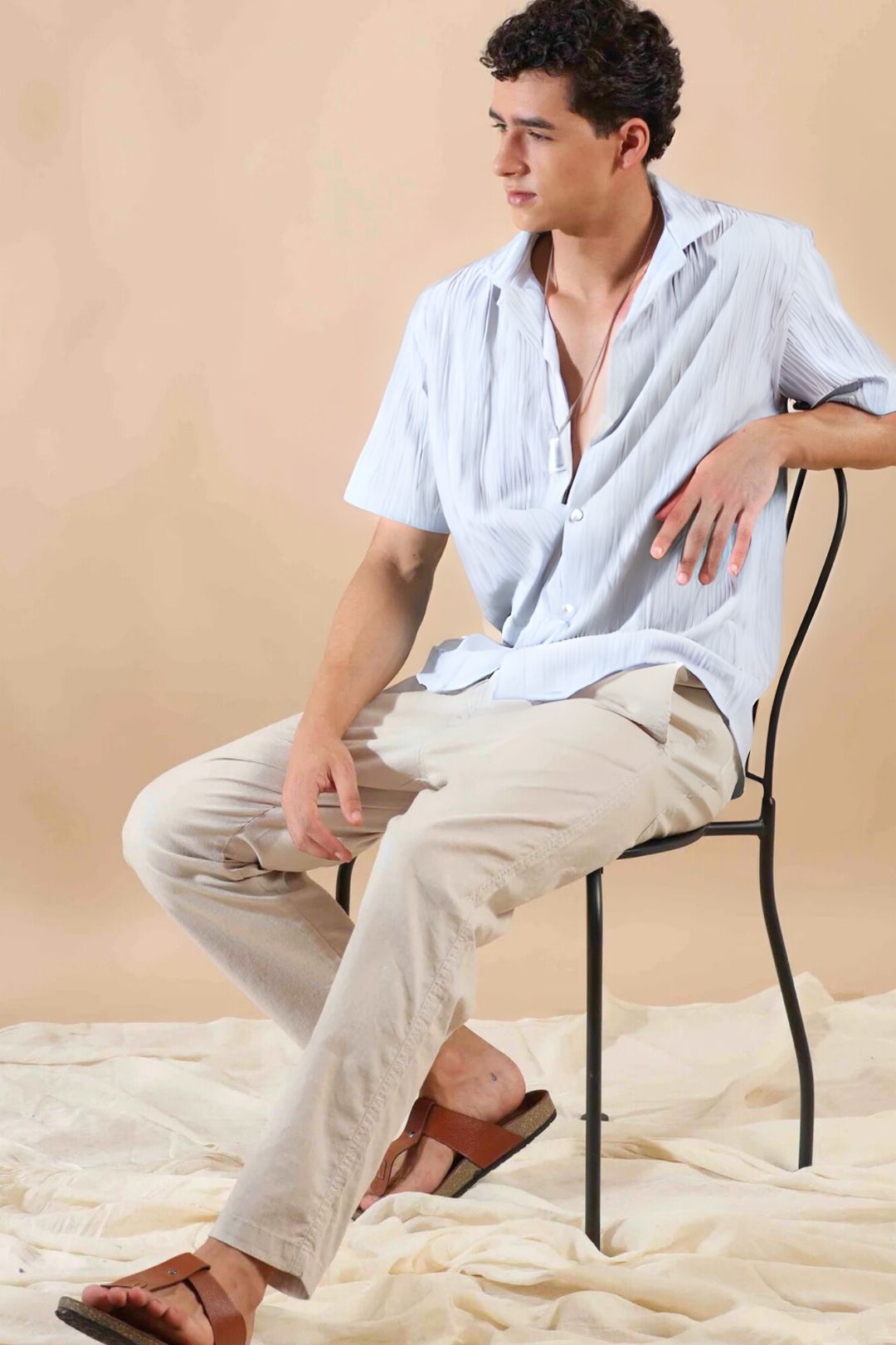 Men's Black Half Sleeve Light Weight Texture Shirt