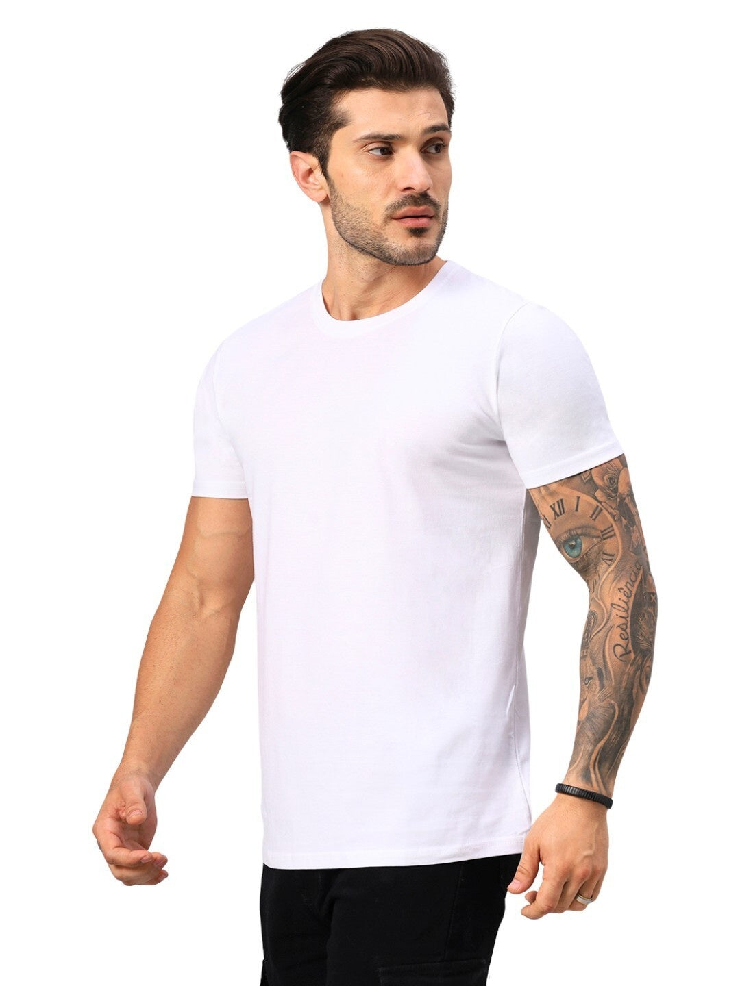Men's White Solid Regular Fit Cotton T-shirt
