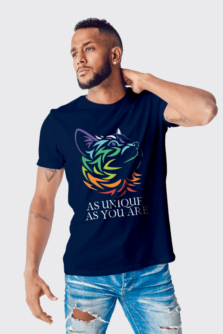 Regular Men Rainbow Cat Printed Tshirt