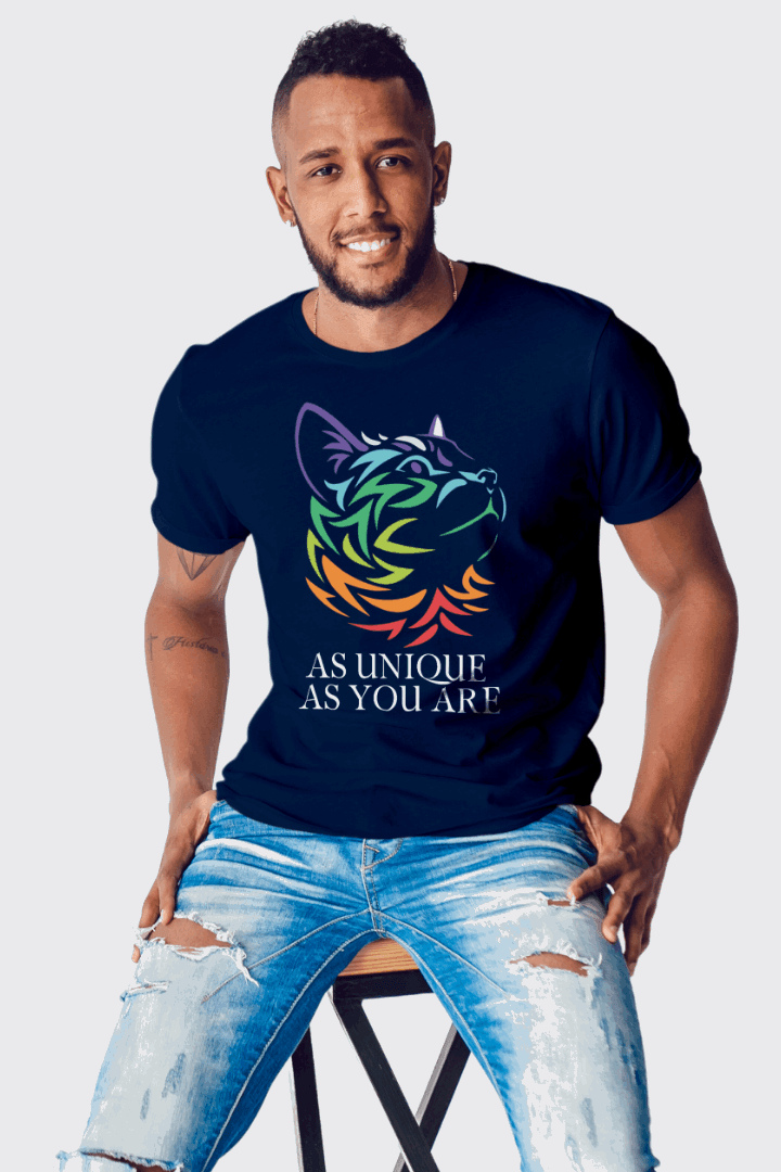 Regular Men Rainbow Cat Printed Tshirt