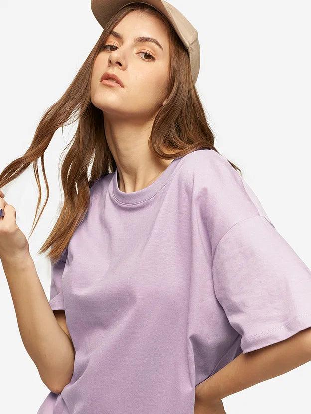 Basic Lavender Oversize Women T-shirt-URBANICE