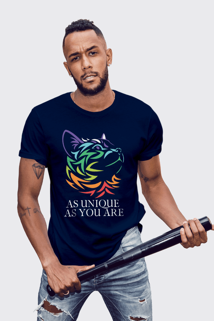 Regular Men Rainbow Cat Printed Tshirt