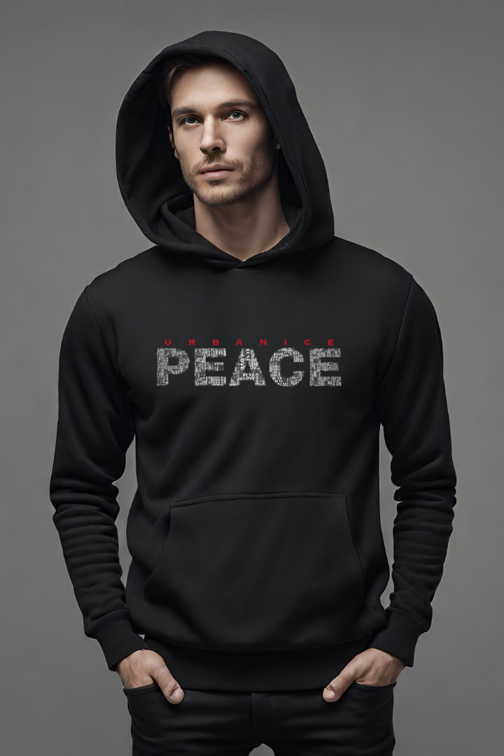 Basic Black Men Peace Hoodie-URBANICE