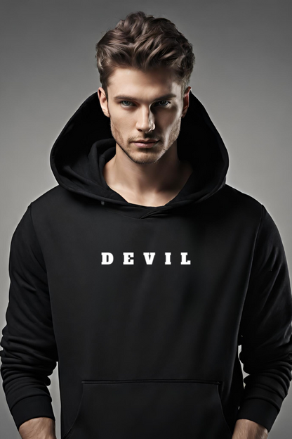 Basic Black Men Devil Hoodie-URBANICE