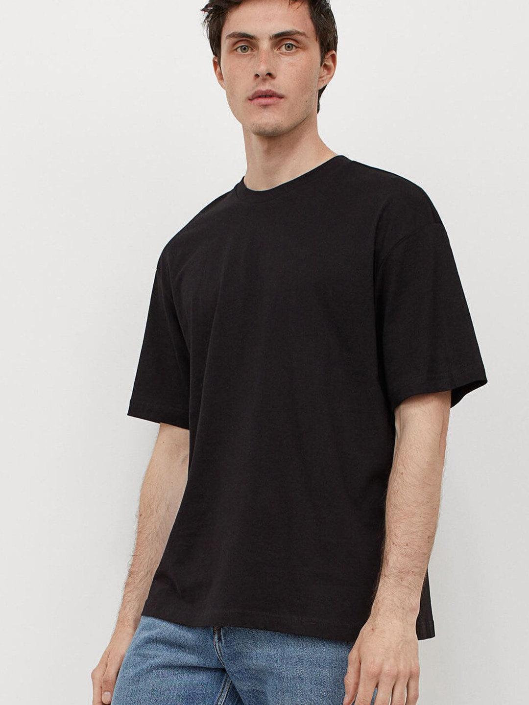 Basic Black Oversize Men T-shirt-URBANICE