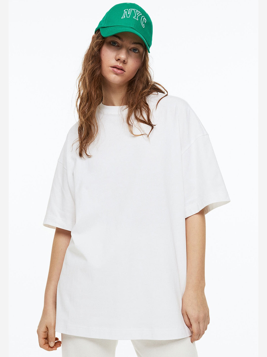 Basic White Oversize Women T-shirt - URBANICE