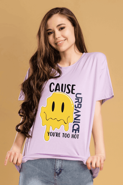 Women Cause Emoji Graphic Printed Oversize T-shirt