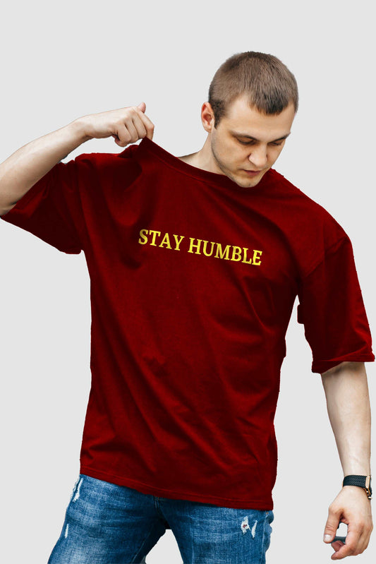 Men's Stay Humble Graphic Printed Oversize T-shirt