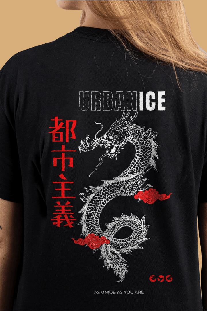 Women Dragon Tail Graphic Printed Oversize T-shirt