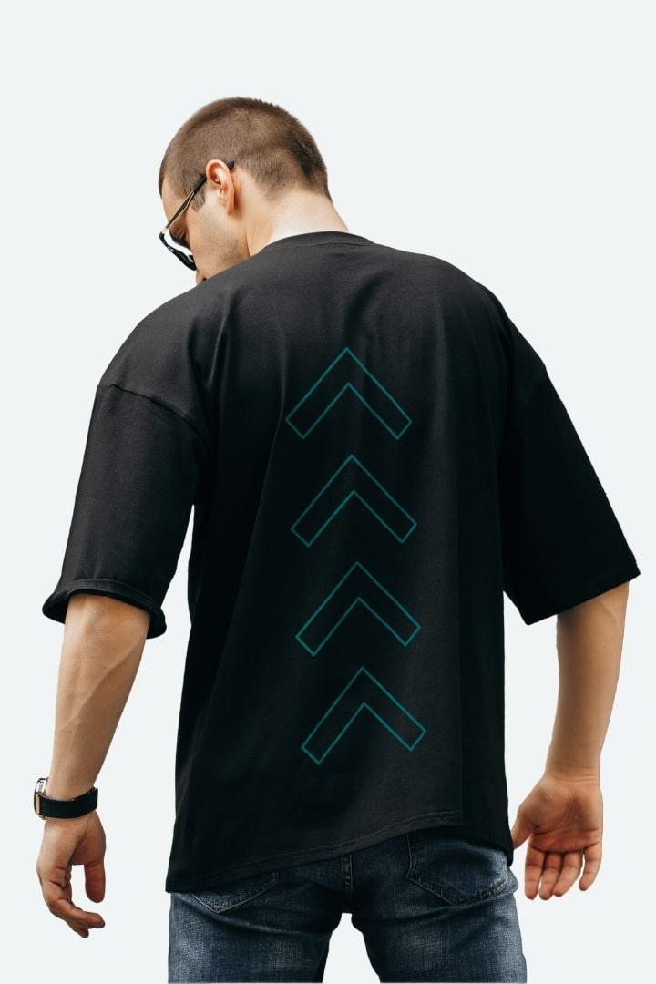 Men's Doted Stripes Back Graphic Printed Oversize T-shirt