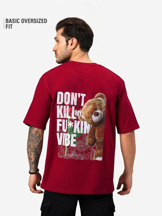 Men's Teddy Vibes Graphic Printed Oversized T-Shirt - URBANICE