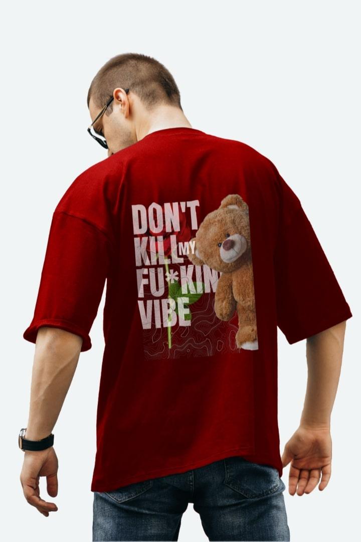 Men's Teedy Vibes Back Graphic Printed Oversize Tshirt