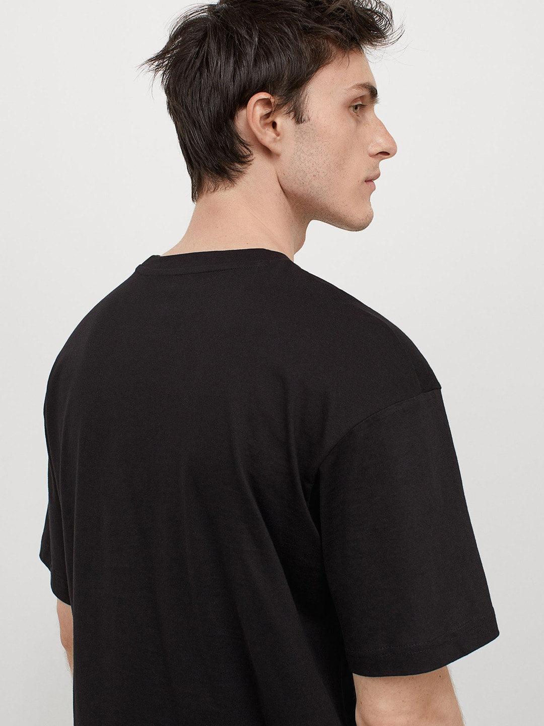 Basic Black Oversize Men T-shirt-URBANICE