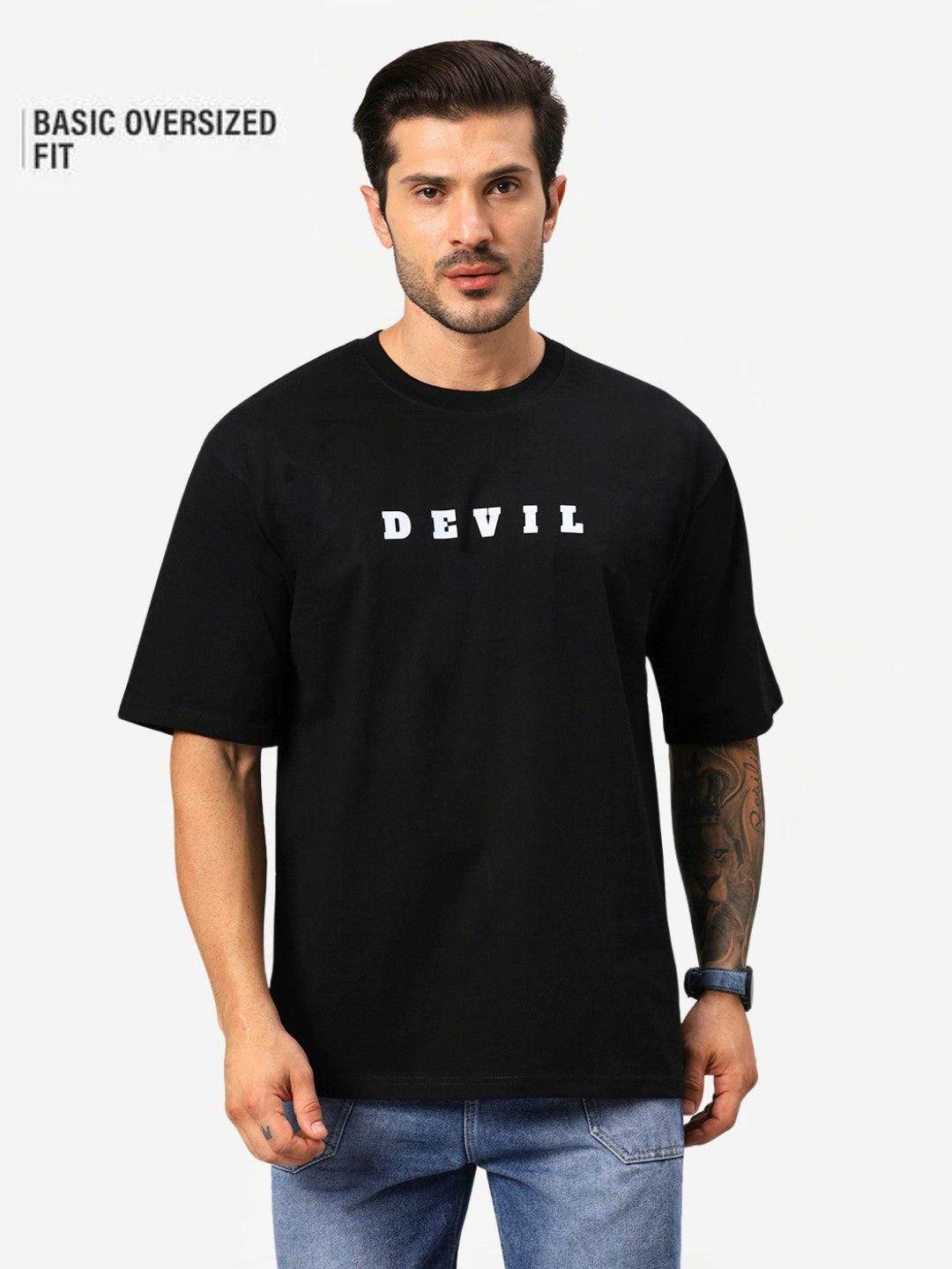 Men's Black Devil Aesthetic Graphic Oversized T-Shirt - URBANICE