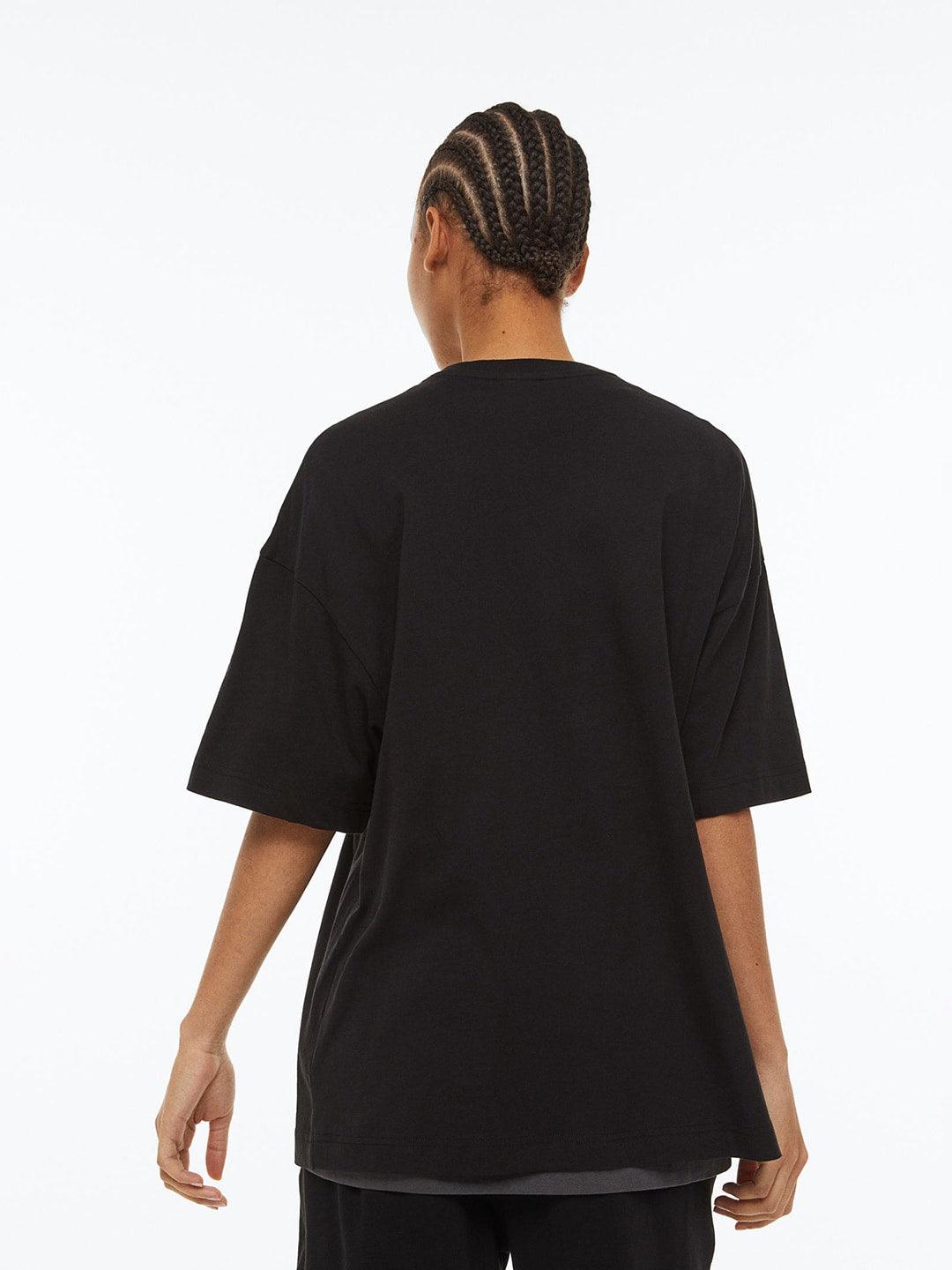 Basic Black Oversize Women T-shirt-URBANICE